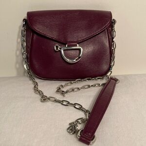 RLL saddle Newburry plum crossbody bag silver chain